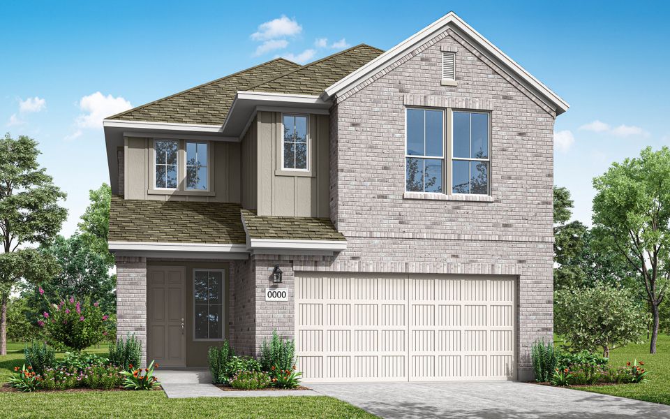 Front exterior of a home in the Terrace Collection at Lariat community, located in Liberty Hill, TX (Image 2).