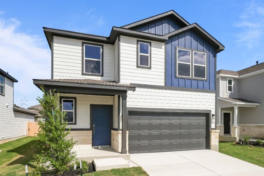 A house with a garage.
