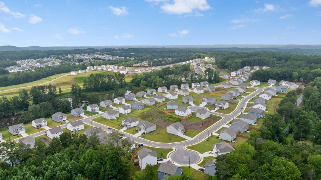 Aerial view of the Thompson Ridge community in Dallas, GA, showing layout and nearby surroundings (Image 15).