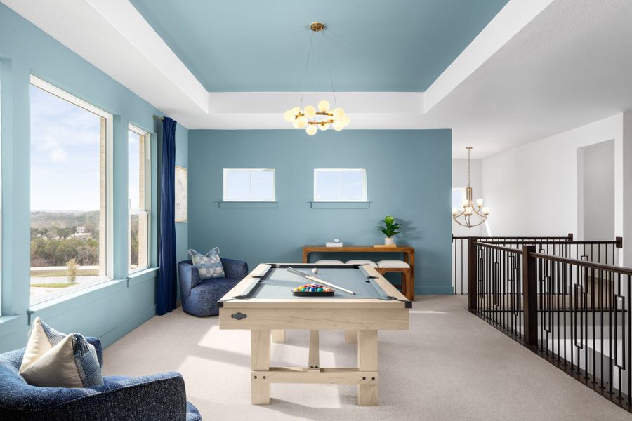 Furnished interior in a model home at Palmera Ridge in Leander (Image 30).