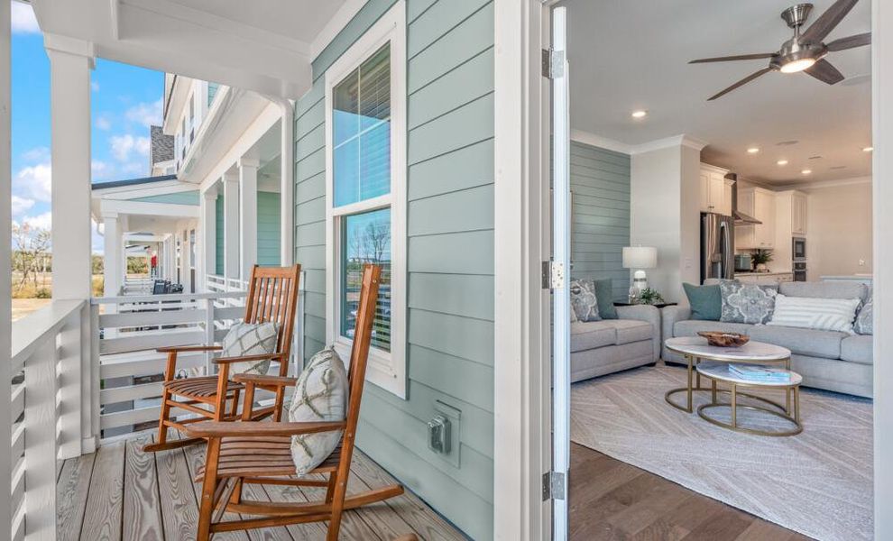 Furnished interior in a model home at The Bluffs at Pinefield Townhomes in Charleston (Image 5). Furnished interior in a model home at The Bluffs at Pinefield Townhomes in Charleston (Image 5).