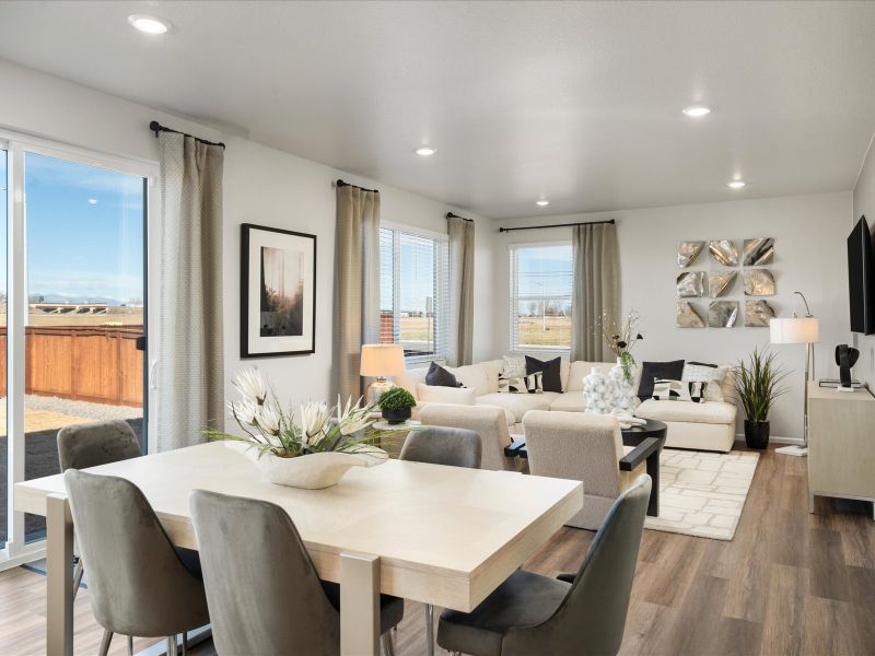 The Monarch floorplan interior image modeled at a Meritage Homes community in Johnstown, CO. The Monarch floorplan interior image modeled at a Meritage Homes community in Johnstown, CO.