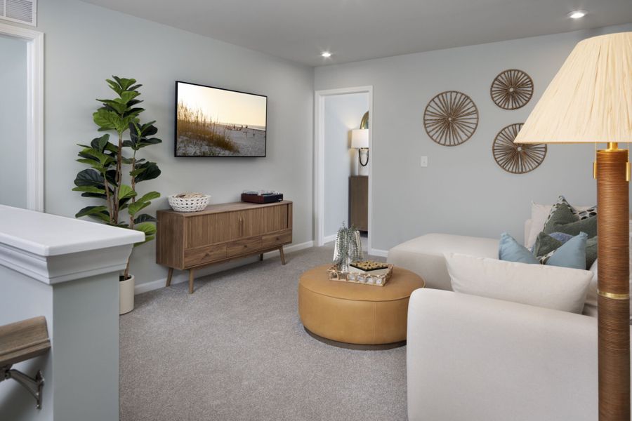 Furnished interior in a model home at The Townes at Westfall in Gastonia (Image 10).