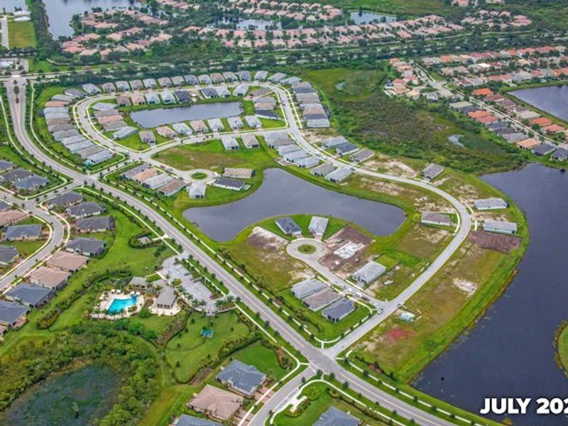 Aerial view of the Lake Park at Tradition community in Port St. Lucie, FL, showing layout and nearby surroundings (Image 21).