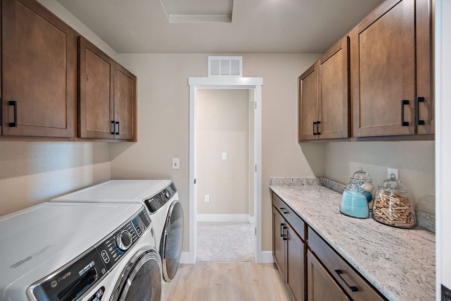 Furnished interior in a model home at Aspen Meadows-4 in Colorado Springs (Image 28).