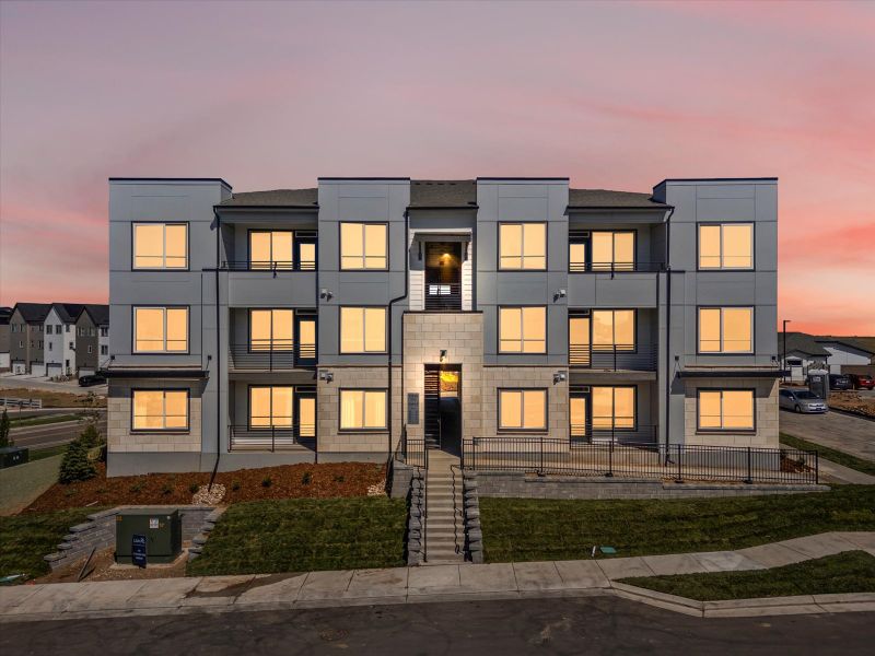 Front exterior of a home in the Lyric at RidgeGate community, located in Lone Tree, CO (Image 3).
