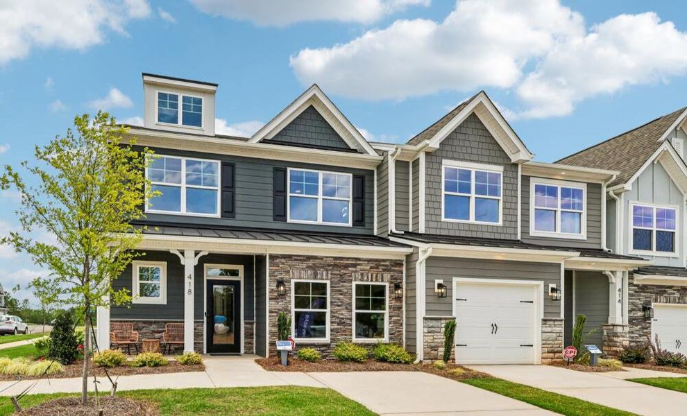 Front exterior of a home in the Blythe Mill Townhomes community, located in Waxhaw, NC (Image 2).