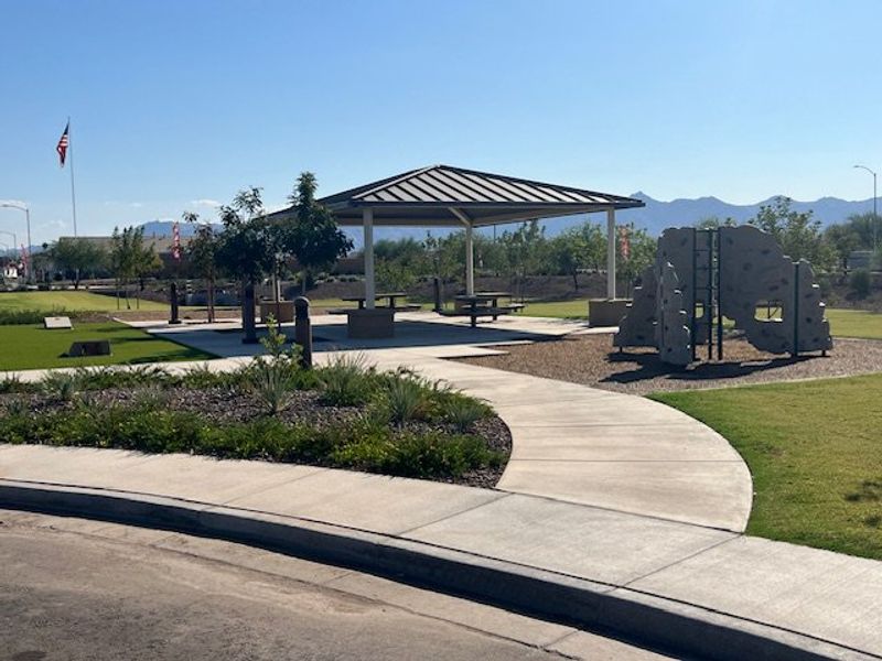 A scenic community park with play area and gazebo in Laveen Vistas III by Homes by Towne (Laveen, AZ). A scenic community park with play area and gazebo in Laveen Vistas III by Homes by Towne (Laveen, AZ).