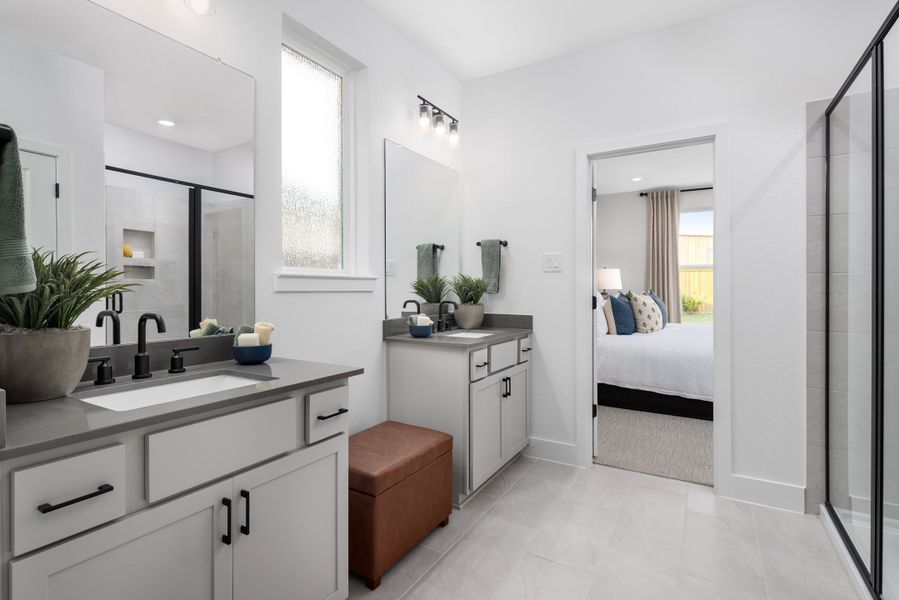 Furnished interior in a model home at Raburn Reserve in Tomball (Image 29).