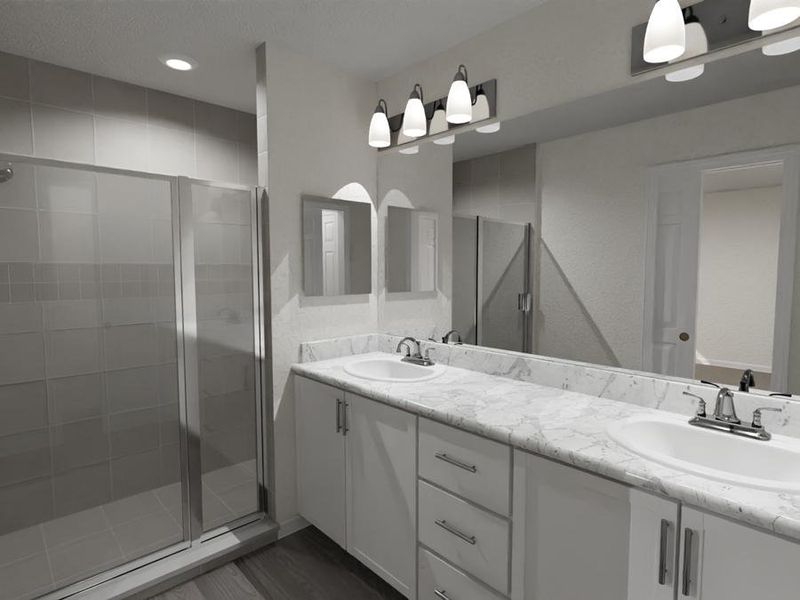 Your suite is complete with a spacious en-suite bath (Artists` rendering of the Catalina townhome)