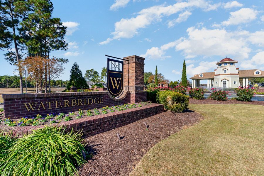 Entrance to the Waterbridge community in Myrtle Beach, SC, featuring signage and landscaping (Image 8).