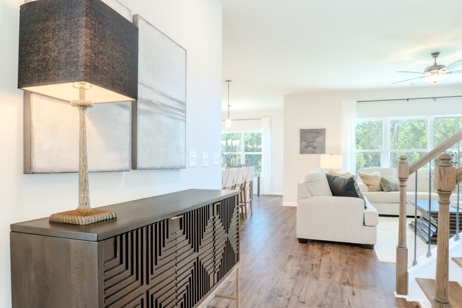 Furnished interior in a model home at Fairview Chase in Covington (Image 3).