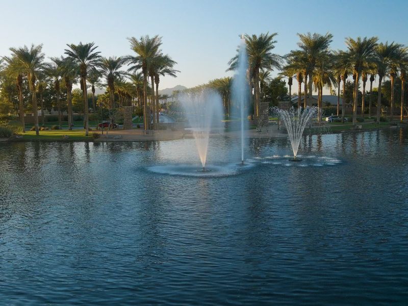 Marvel at the fountains at Villas at The Lakes at Rancho El Dorado