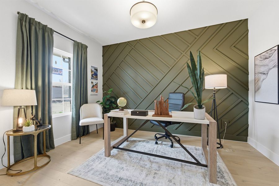 Furnished interior in a model home at Infinity Square in Kyle (Image 6).