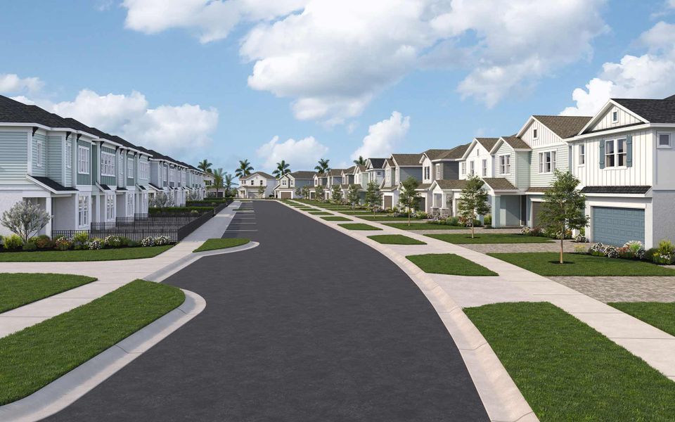 Front exterior of a home in the Persimmon Place - Townhomes community, located in Wesley Chapel, FL (Image 10).