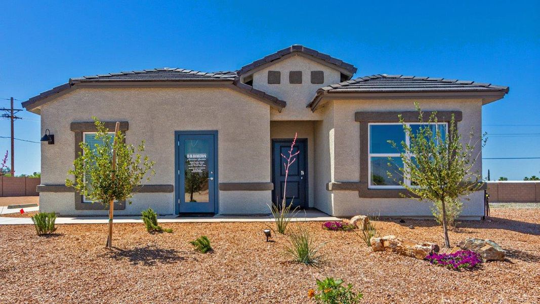 Front exterior of a home in the Casas del Cerrito community, located in Tucson, AZ (Image 2).