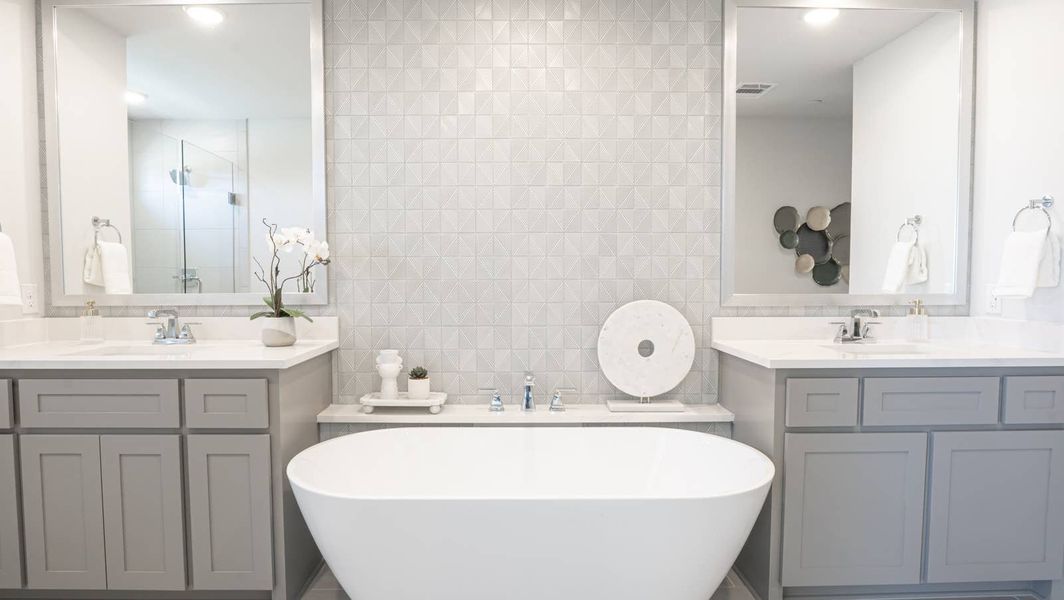 Furnished interior in a model home at The Abbey at Mercer Crossing in Farmers Branch (Image 19).