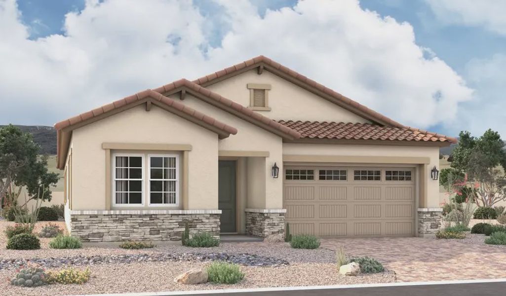 Front exterior of a home in the Portfolio at Lucero community, located in Goodyear, AZ (Image 13).