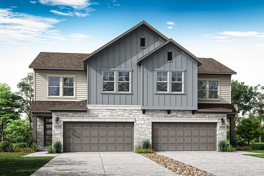 Front exterior of a home in the Union Collection at Park Central community, located in Georgetown, TX (Image 3).