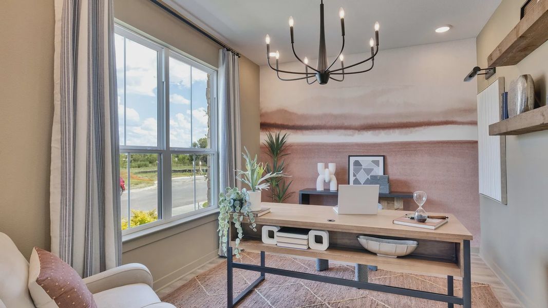 Furnished interior in a model home at Creeks Crossing in Elgin (Image 29).