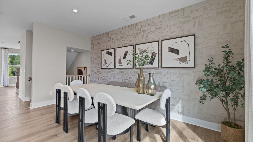 Furnished interior in a model home at The River District Townhomes in Charlotte (Image 9).
