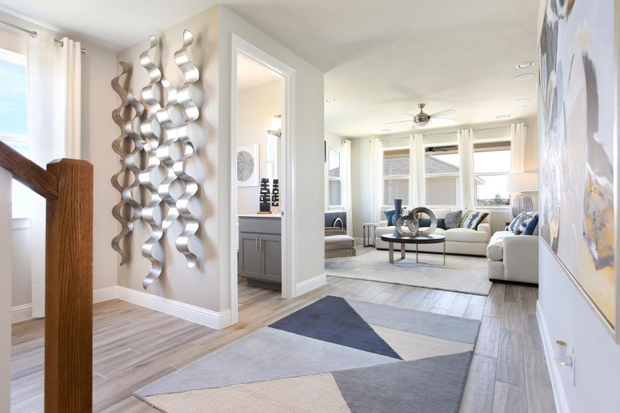 Furnished interior in a model home at Casetta Ranch in Kyle (Image 43).