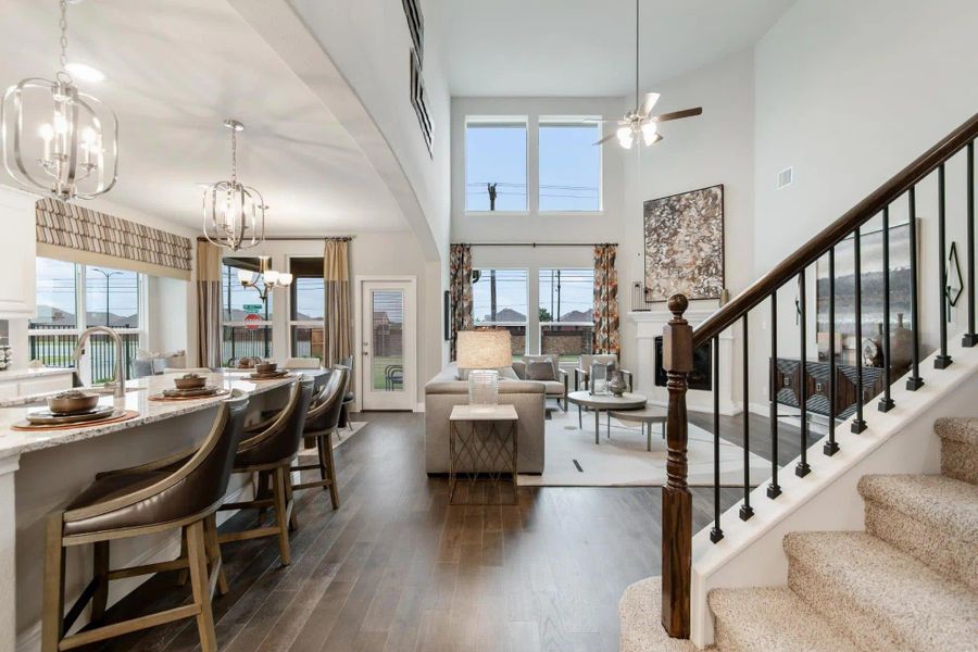 Kitchen & Family Room | Concept 3135 at Lovers Landing in Forney, TX by Landsea Homes