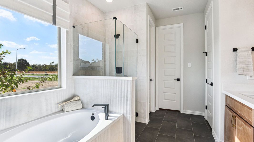 Furnished interior in a model home at Clear Creek in New Braunfels (Image 43).