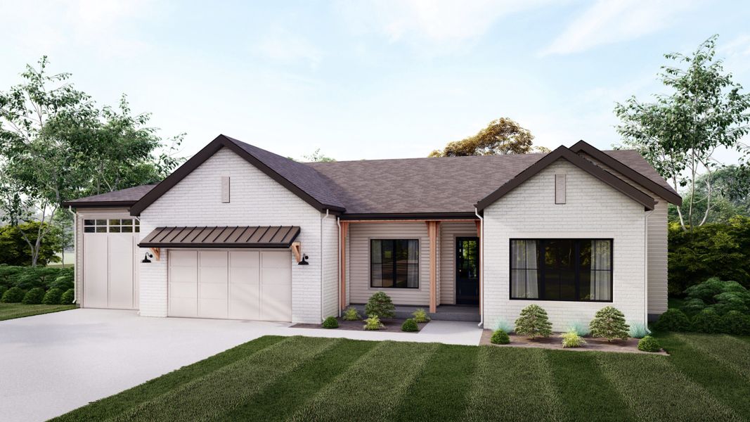Front exterior of a home in the Harvest LiteLuxe community, located in Berthoud, CO (Image 9).