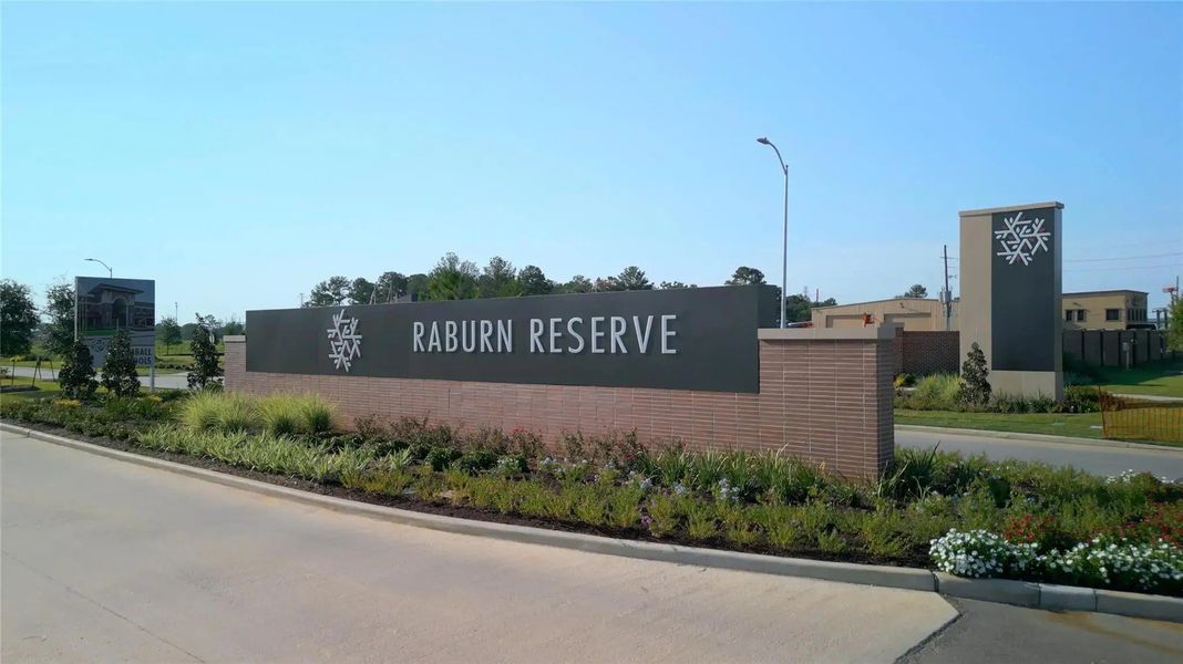 Main entrance to the Raburn Reserve master-planned community in Tomball, TX, featuring its landmark signage (Image 6).