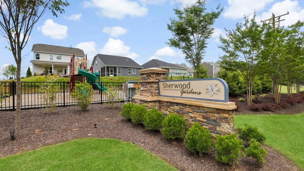 Entrance to the Sherwood Gardens community in Landrum, SC, featuring signage and landscaping (Image 13).