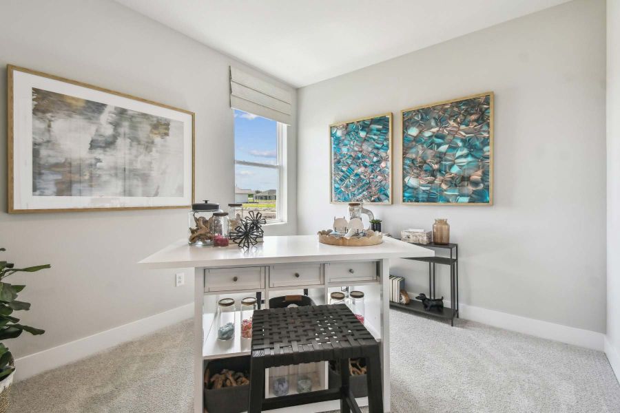 Furnished interior in a model home at SeaFlower – Bungalow Homes in Bradenton (Image 18).