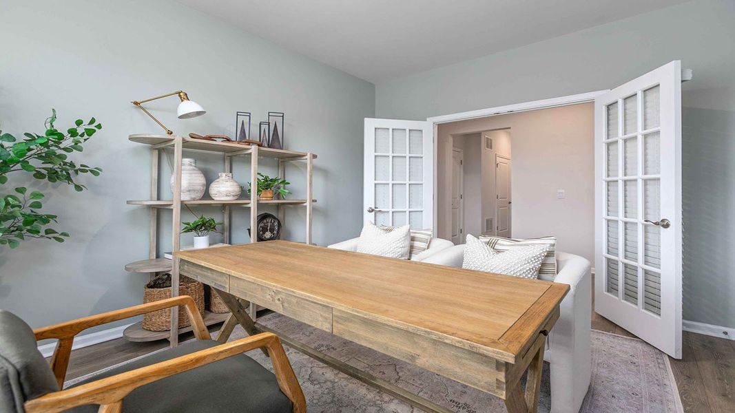 Furnished interior in a model home at The Villas at Kinsley in Jamestown (Image 10).