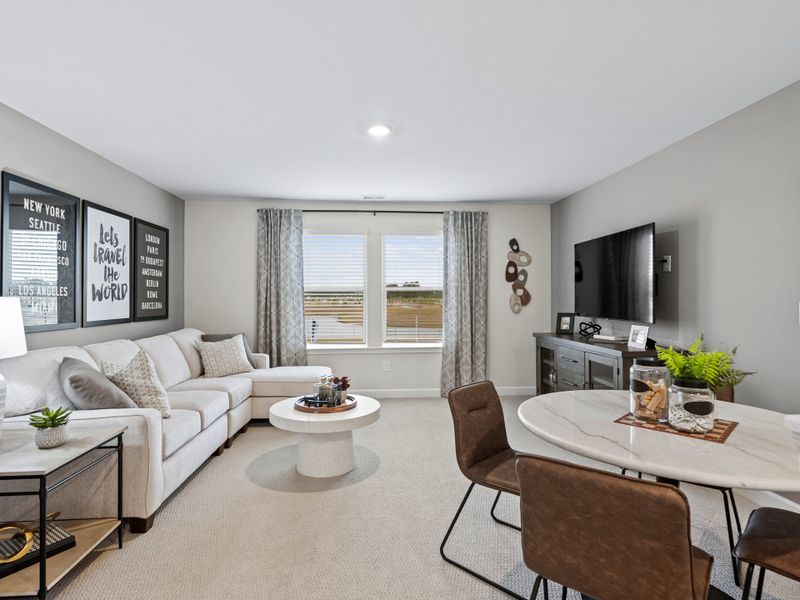 Make your way upstairs for the perfect space for movie nights and relaxing.