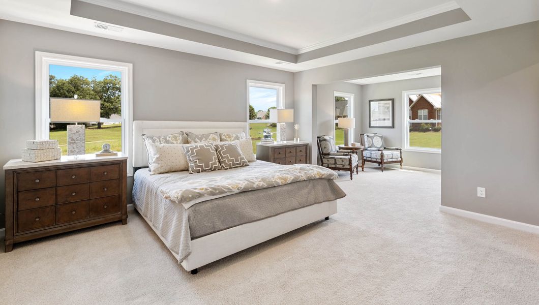 Furnished interior in a model home at Bentley Manor in Greer (Image 27). Furnished interior in a model home at Bentley Manor in Greer (Image 27).