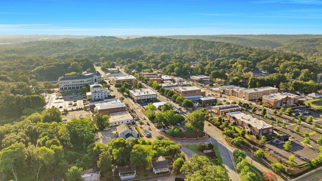 Aerial view of the Canton Overlook Townhomes community in Canton, GA, showing layout and nearby surroundings (Image 4). Aerial view of the Canton Overlook Townhomes community in Canton, GA, showing layout and nearby surroundings (Image 4).