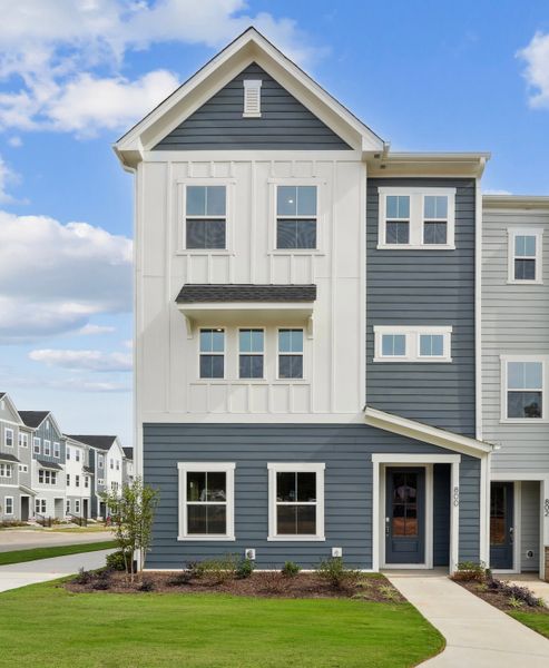 Front exterior of a home in the Mews at Holding Village community, located in Wake Forest, NC (Image 4).
