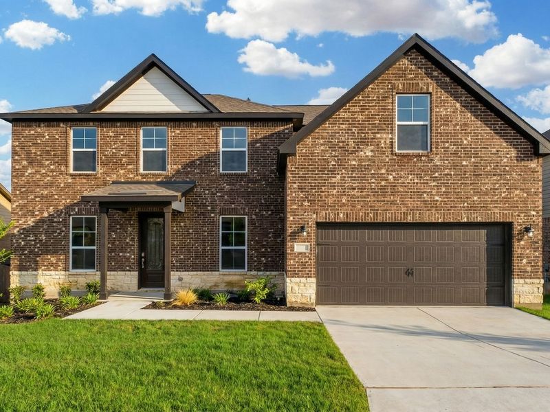 Front exterior of a home in the Ladera community, located in Castroville, TX (Image 1). Front exterior of a home in the Ladera community, located in Castroville, TX (Image 1).