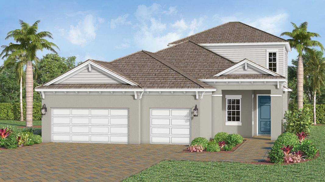 Front exterior of a home in the Kingston South Real Estate and Homes for Sale in Estero, FL - Neal Communities community, located in Estero, FL (Image 18).