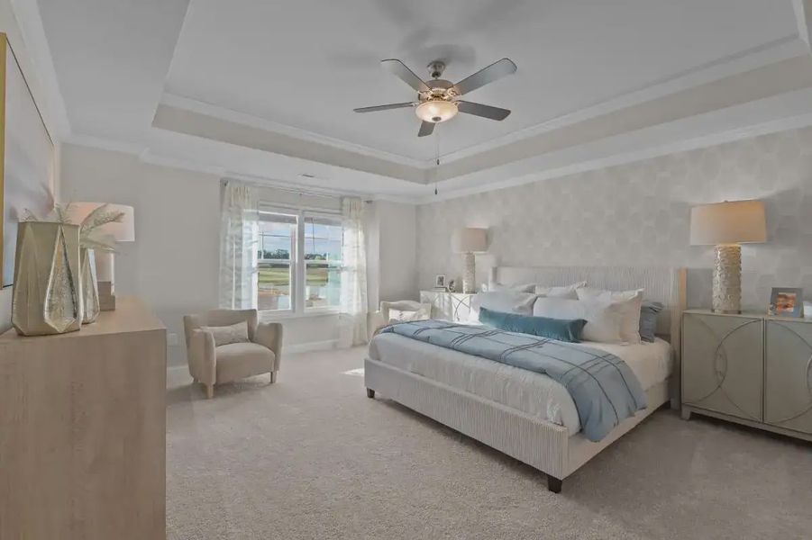 Furnished interior in a model home at Kinsley in Wake Forest (Image 16).