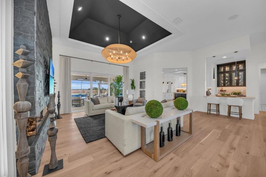 Furnished interior in a model home at Hampton Lakes in Sarasota (Image 142).