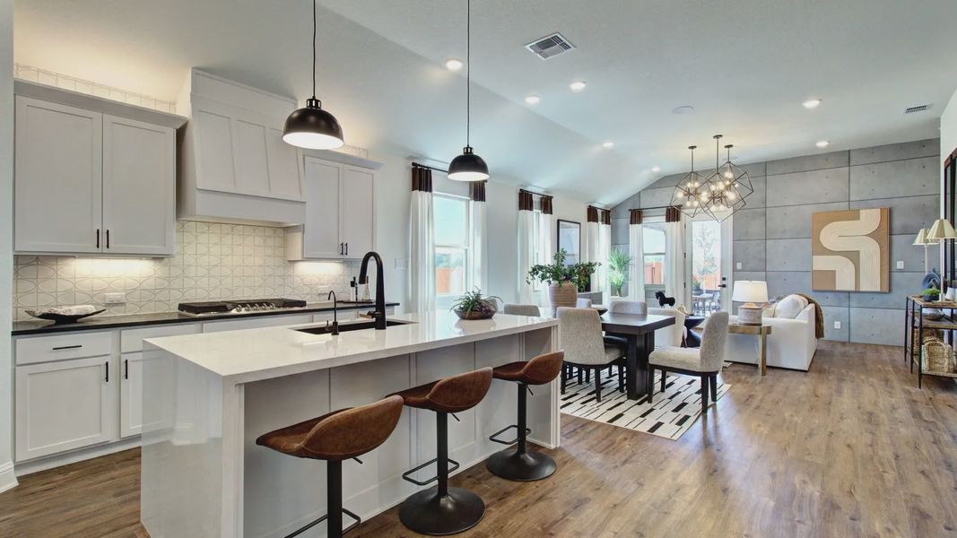 Expansive open design with high ceilings, luxurious finishes, and stylish lighting in Meyer Ranch's serene setting. Expansive open design with high ceilings, luxurious finishes, and stylish lighting in Meyer Ranch's serene setting.