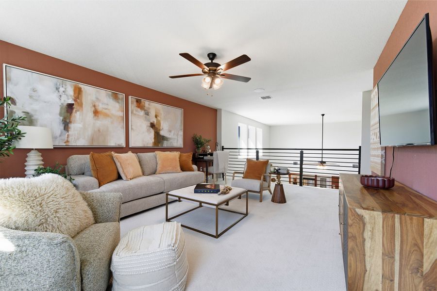 Furnished interior in a model home at Notting Hill in Converse (Image 44).