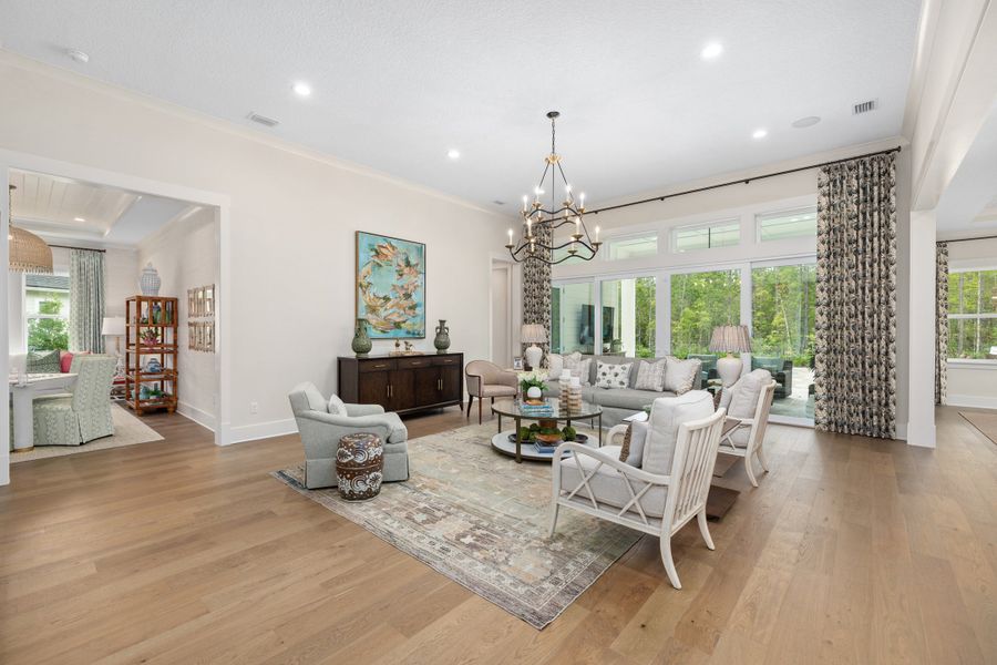 Furnished interior in a model home at Hidden Creek at SilverLeaf 80' Gold Series in St. Augustine (Image 41).