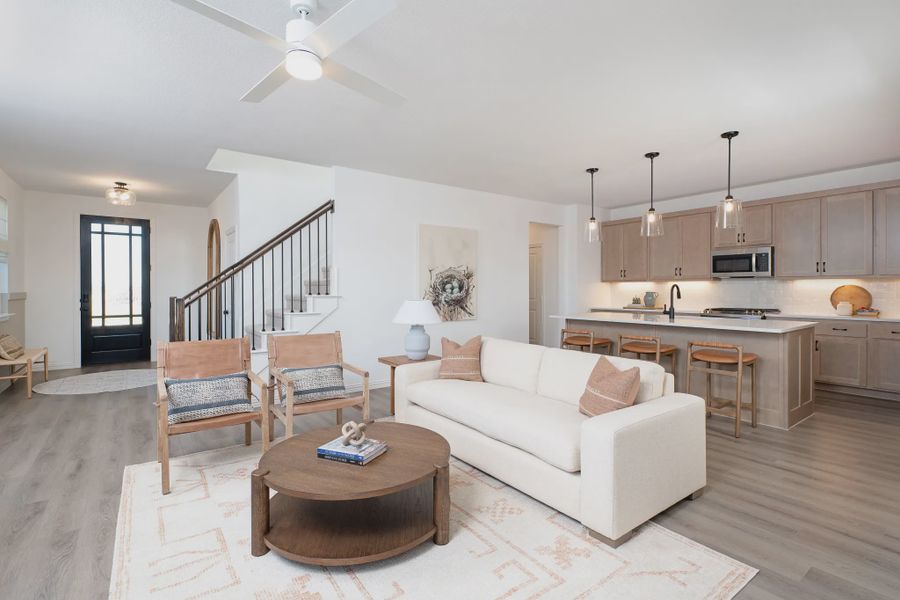 Furnished interior in a model home at Creekview Fossil Ridge in Pilot Point (Image 6). Furnished interior in a model home at Creekview Fossil Ridge in Pilot Point (Image 6).