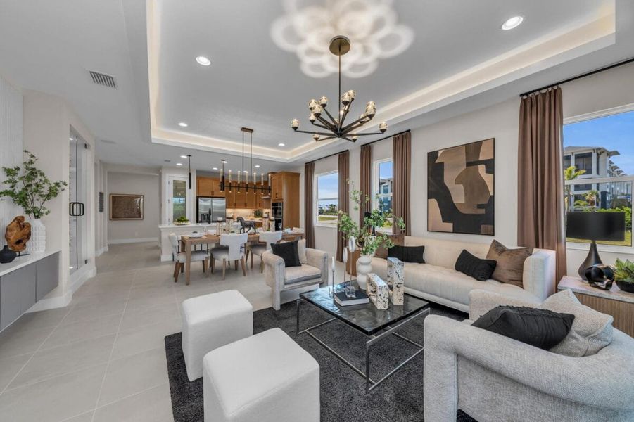 Furnished interior in a model home at Reflection Villas at Watercolor Place in Bradenton (Image 104).