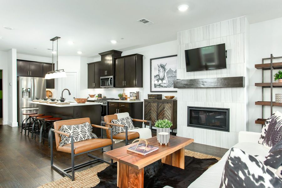 Furnished interior in a model home at Windsong Ranch Townhomes in Prosper (Image 22).