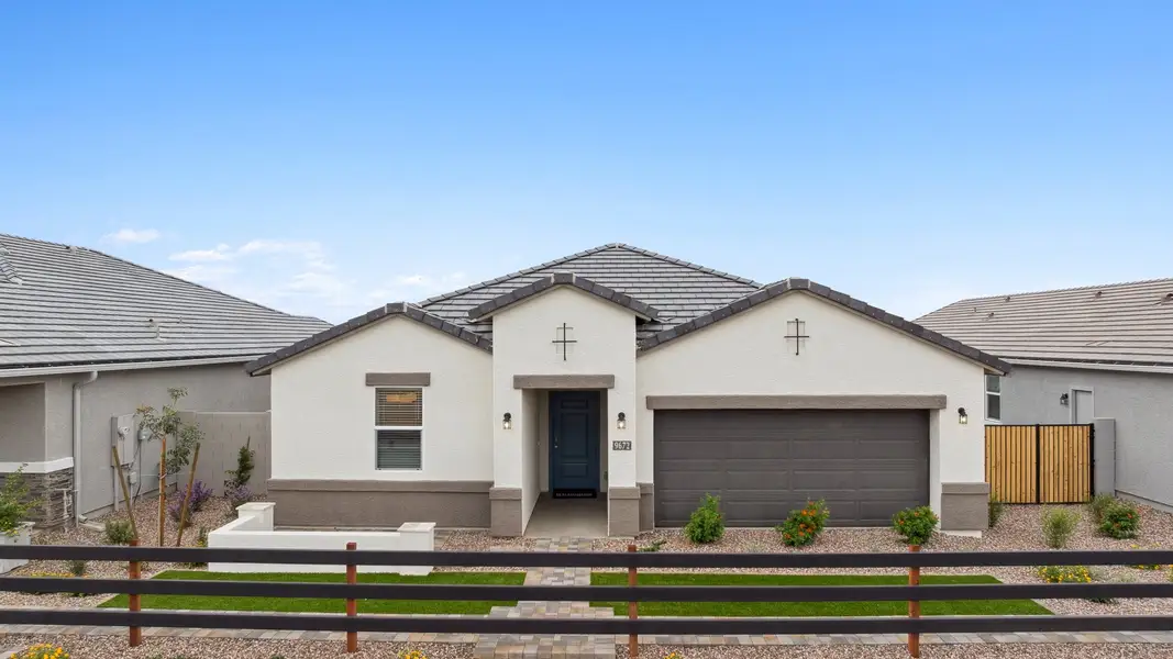 Front exterior of a home in the Radiance at Superstition Vistas community, located in Apache Junction, AZ (Image 4).