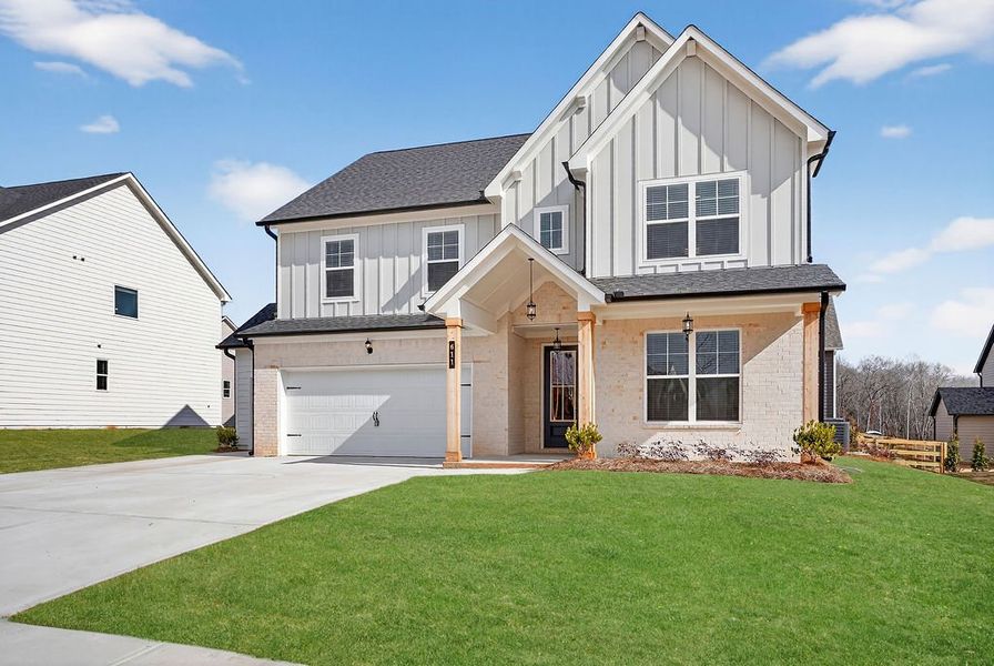 Front exterior of a home in the The Fairways at Mirror Lake community, located in Villa Rica, GA (Image 3). Front exterior of a home in the The Fairways at Mirror Lake community, located in Villa Rica, GA (Image 3).