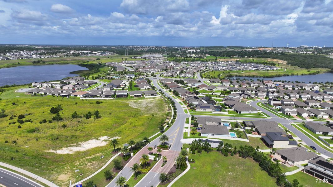 Aerial view of the Waterbrooke community in Clermont, FL, showing layout and nearby surroundings (Image 16). Aerial view of the Waterbrooke community in Clermont, FL, showing layout and nearby surroundings (Image 16).